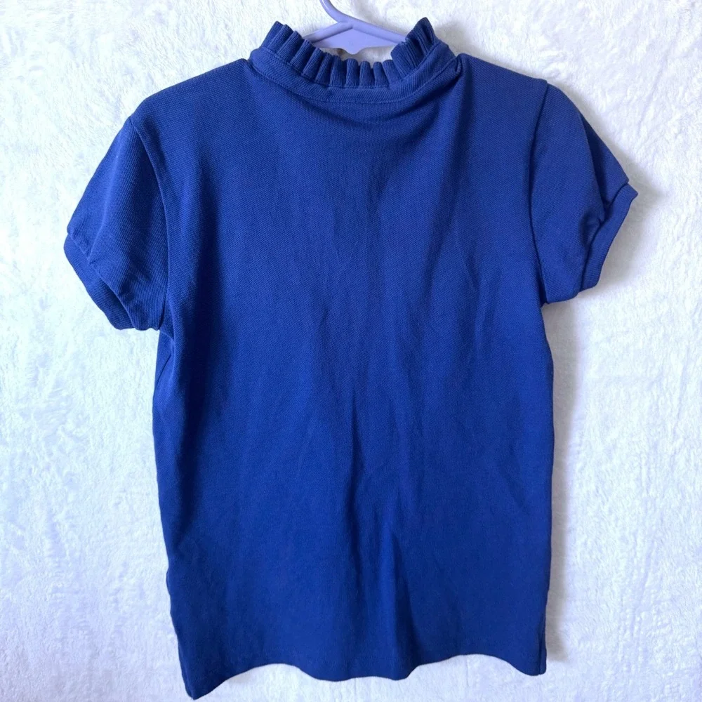 Ralph Lauren Polo Shirt Ruffle Collar 6X‎ Blue Girls